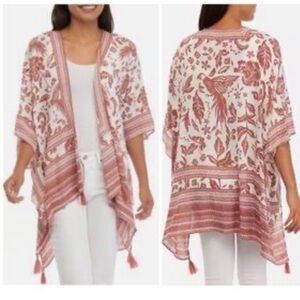 Vince Camuto Floral with Birds Kimono Wrap with Tassels One Size New With Tag